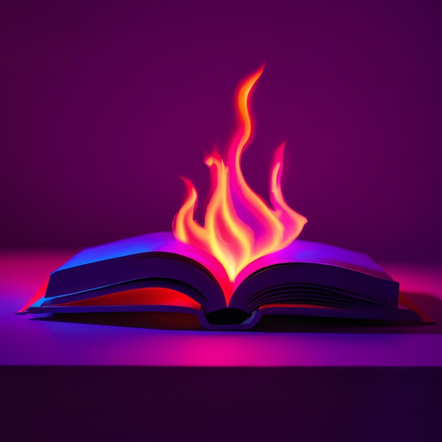 Truth Matters flaming book logo