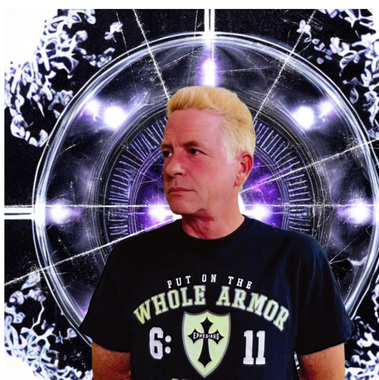Todd wearing a 'Put on the Whole Armor' Ephesians 6:11 shirt